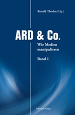 Ein schlicht gestaltetes Buchcover mit einem blauen Hintergrund im Design des ARD-Logos. In großen, 
weißen Buchstaben steht der Titel: "ARD & Co.".