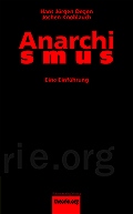 Der Hintergrund des Buchcovers ist komplett in schwarz eingefärbt. Die Schrift (Autor, Verlag, etc.) ist grellrot. Der Titel Anarchismus ist auf zwei Zeilen aufgeteilt. In der oberen steht Anarchi, darunter in fettgedruckten Buchstaben S M U S. Der Untertitel steht in kleinerer Schrift darunter und lautet: Eine Einführung.