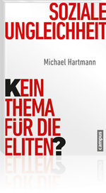 Buchcover mit schlichtem, weißen Hintergrund. Darauf steht in großen, roten
Großbuchstaben der Titel "Soziale Ungleichheit" und gleichgroß, linksunten "
Kein Thema für die Eliten?". Bei letzterem sind der Anfangsbuchstabe und das
Fragezeichen schwarz, der rest ebenfalls rot. Dieser Untertitel spiegelt sich zudem nach unten, als stünde der Text auf einer Glasfläche.