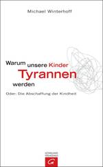 Der Hintergrund des Covers ist weiß. Ganz oben steht der Name des Autors in schwarzer Schrift. Auch der in der Mitte stehende Titel ist schwarz, außer die Worte "Kinder" und "Tyrannen", die sind rot. Rechts neben dem Titel sind graue, gekritzelte Linien. Unten auf dem Bild sieht man noch den Namen des Verlags und sein Logo.